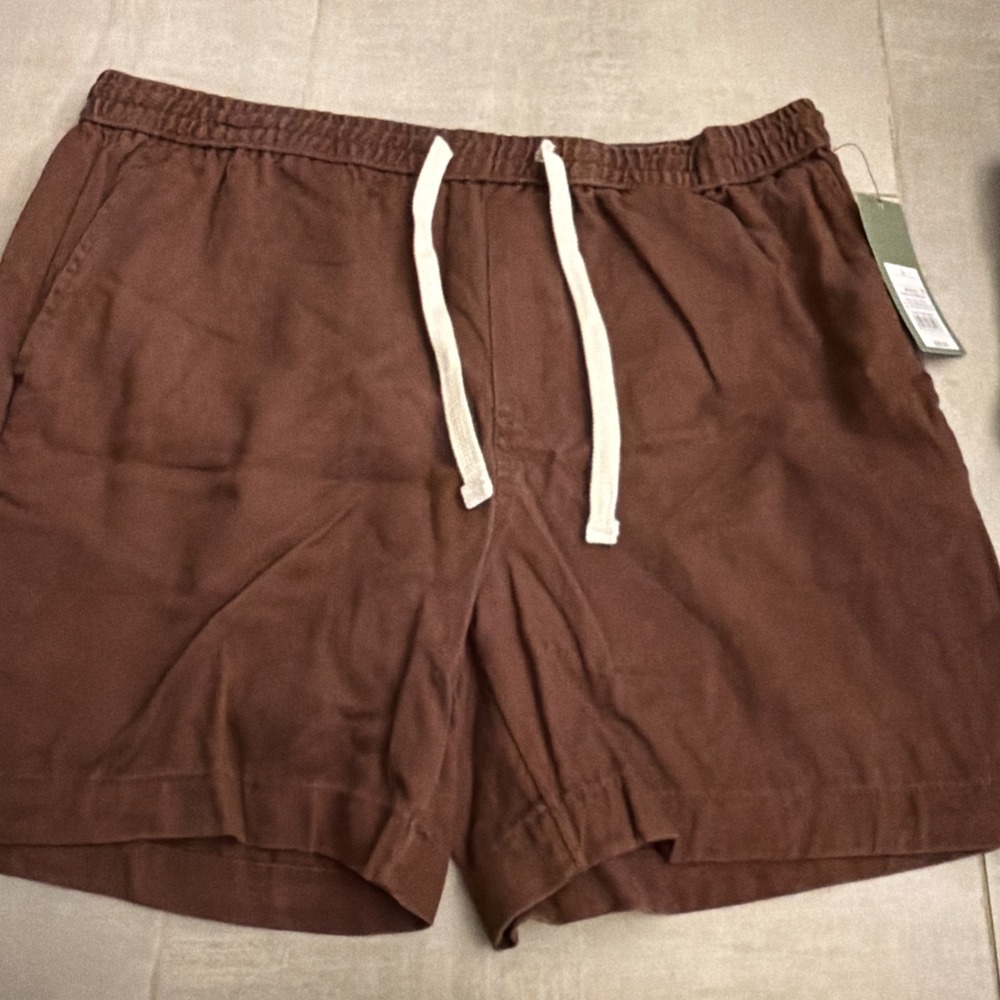 Goodfellow & Co Mens The Vintage Pull-On Shorts Brown 7 Inch Inseam Large NEW